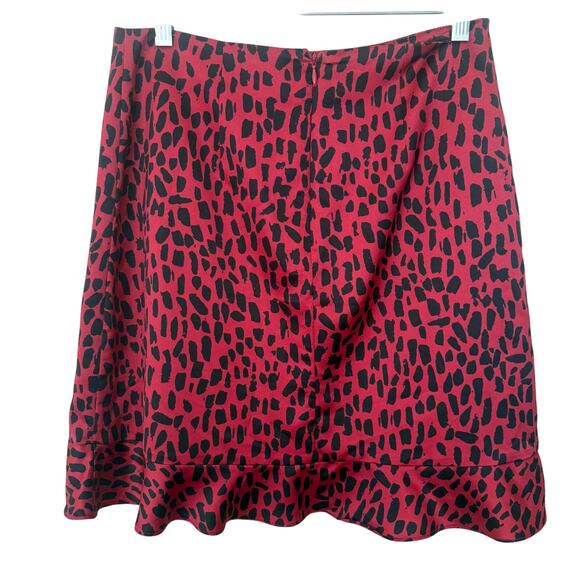 Anthropologie Hutch Ruffle Red Leopard Skirt Size Small - Picture 2 of 4